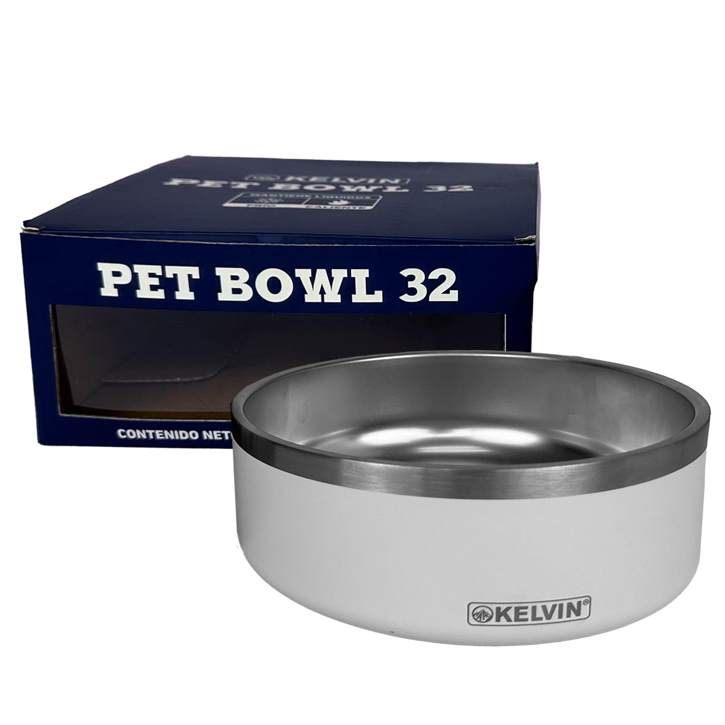 Plato para Mascota Kelvin Blanco Acero Inoxidable 946 ml