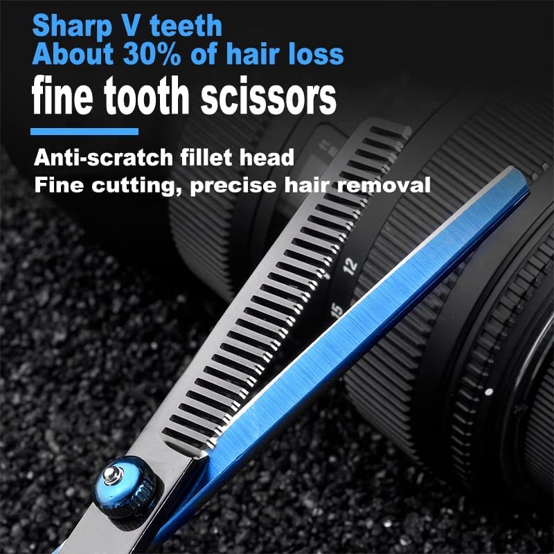 Tijeras de Peluquería, Tijeras para Cortar Cabello Profesional con Peine de Afeitar, Set Tijeras de Pelo Acero Inoxidable con Capa de Barbero y Clips, Tijeras Entresacar Peluquería para Hombres y Mujeres, Herramientas de Peluquero para Hogar y Salón