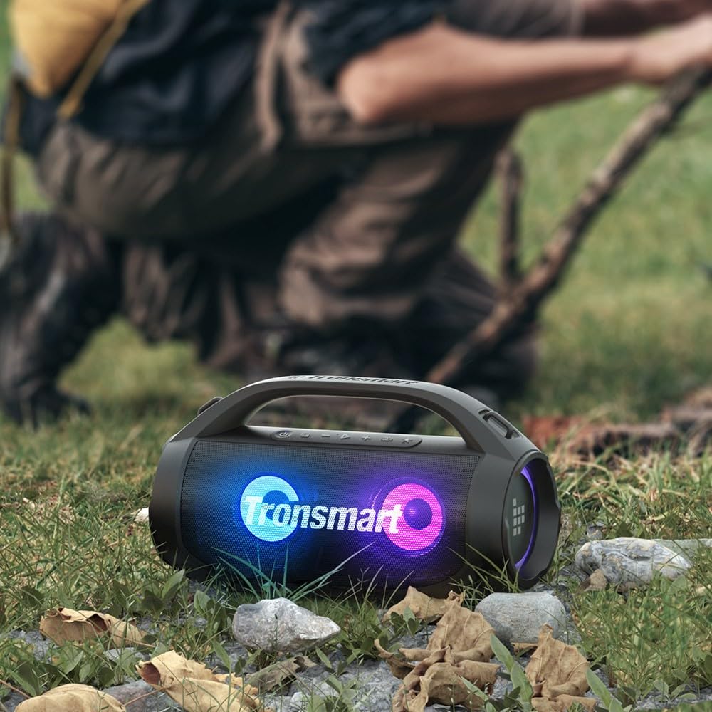 Tronsmart Bang SE Bocina Bluetooth 5.3 40W para Fiestas Luz RGB, IPX6, SoundPulse, Sonido Envolvente Correa para Transportar