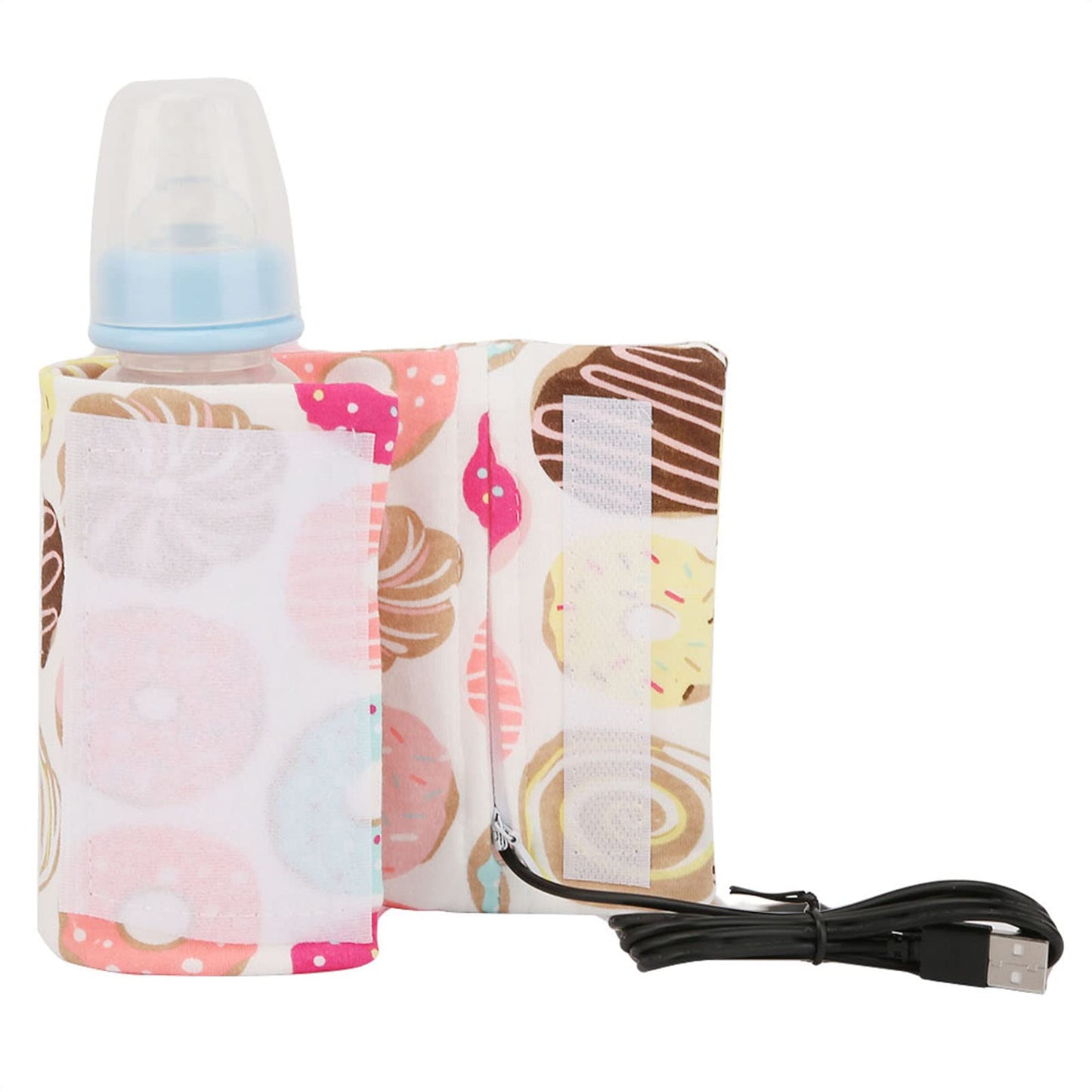 Funda para Biberón que Mantiene el Calor, Bolsas para Biberones Portátiles, USB para Mantener el Calor de la Leche, Calentador Multifunción para Taza de café, té, Bebida, Bolsa de (Rosquilla)