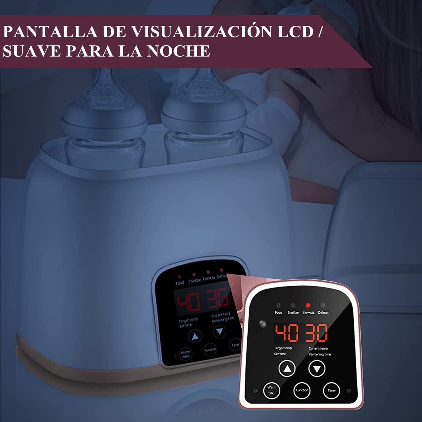 Calienta Biberones para Bebé, Esterilizador de Botella 5 en 1 Calentador, Inteligente Control Táctil Calienta Biberones Control Preciso de Temperatura para Leche Materna o Fórmula