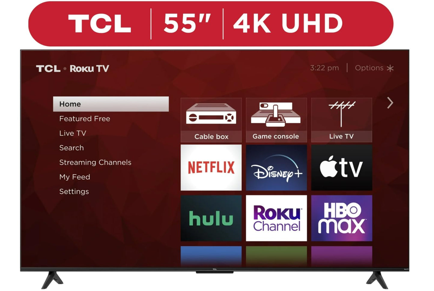 TCL Television de 55 Pulgadas Serie 4 Class 4K 2160p Smart Roku TV HDR Frecuencia de Actualización 60Hz Compatible con Alexa y Google Assistant (Reacondicionado)