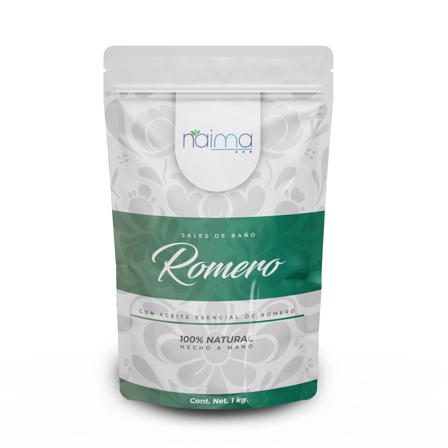 NAIMA Sal Epsom Romero, 1kg | Sulfato de Magnesio 100% Puro y Vegano | Relajante Para Baños, Masajes y Exfoliación | Ideal Para el Cuidado de Pies, Piel y Relajación en Casa| Sin Colorantes Artificiales
