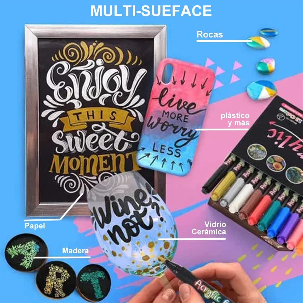 AVEDISTANTE conjunto de pintura Juego de rotuladores acrílicos,juego de rotuladores de arte de pintura para madera de roca,metal, plástico, vidrio, lienzo, cerámica, huevos de Pascua y más