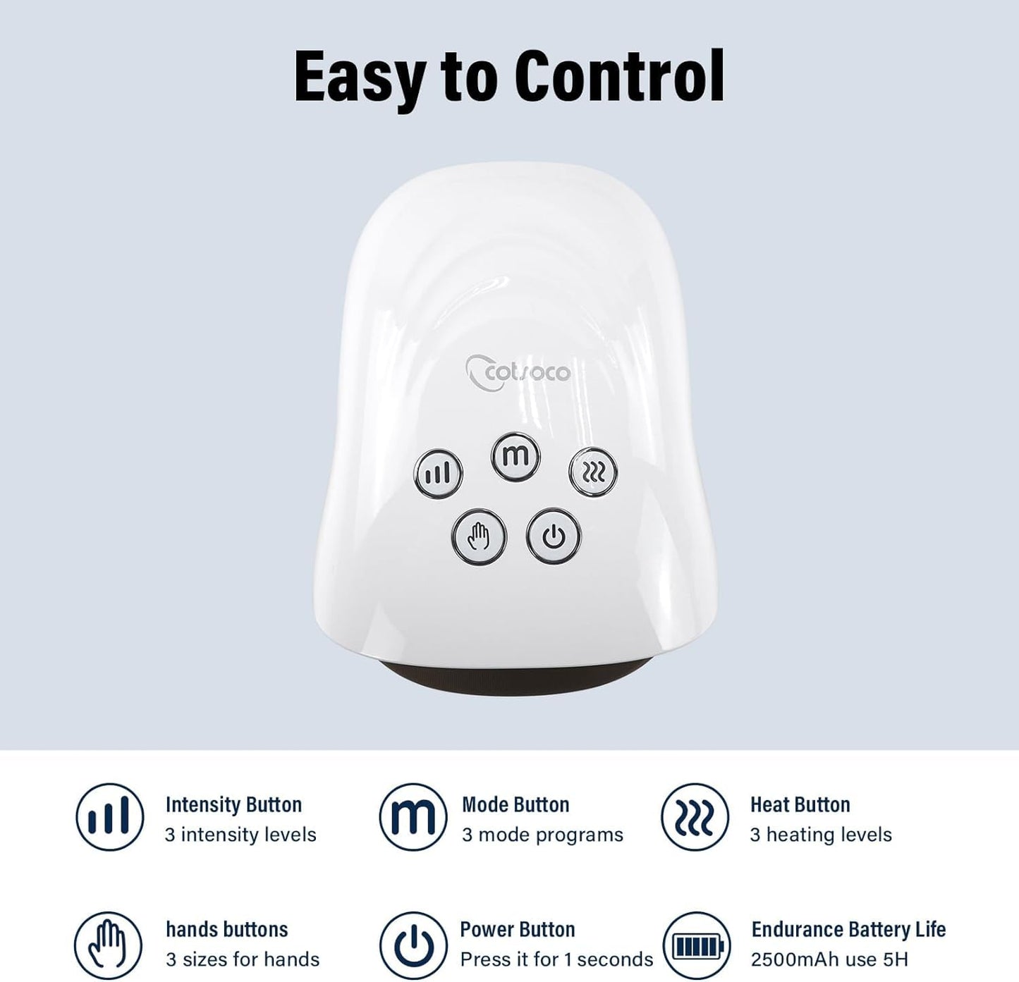 Masajeador eléctrico de manos, masajeador de manos inalámbrico con calor, masajeador de terapia de manos de 3 niveles, máquina de masaje de manos y muñecas para aliviar el dolor, regalos de cumpleaños(Blanco)