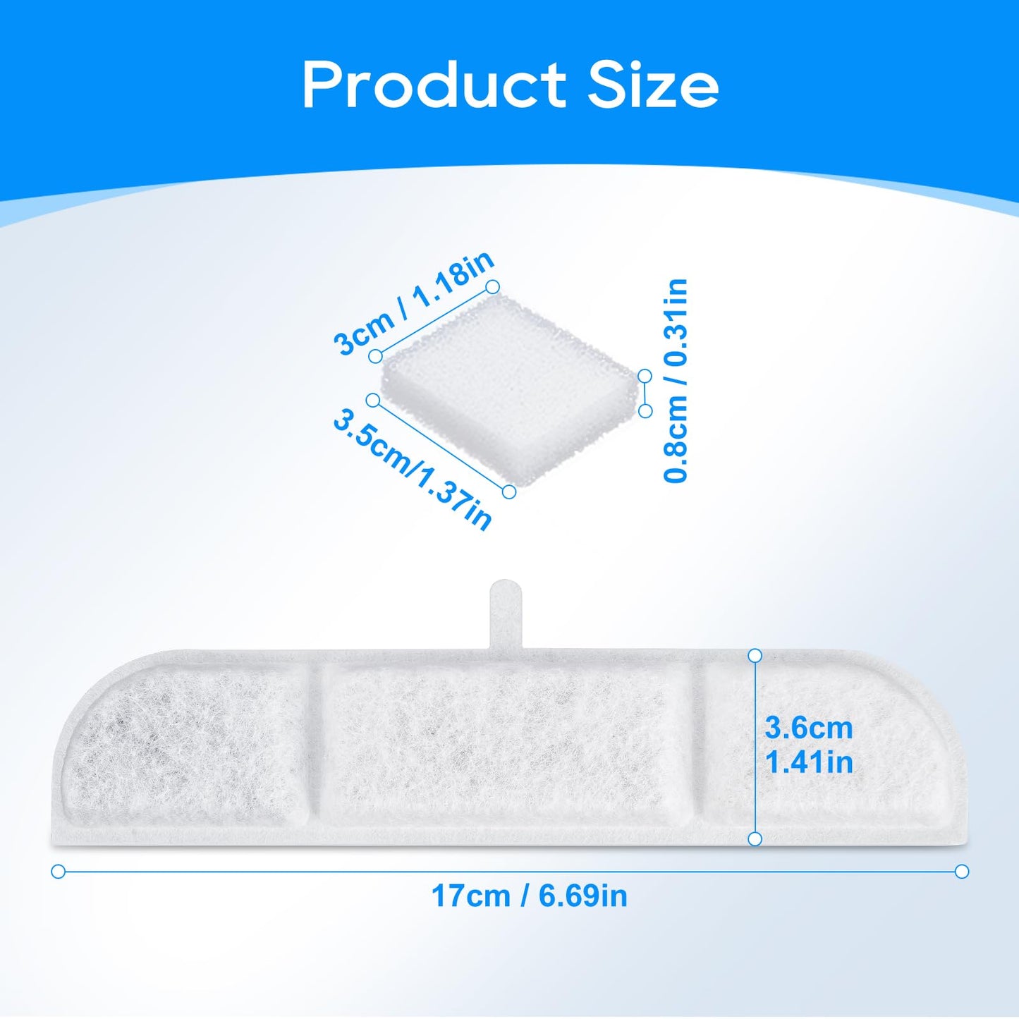 Cunina - Filtro de fuente de agua para gatos compatible con DownyPaws Fuente de agua inalámbrica para gatos de 84 oz/2.5 L, 12 paquetes de filtro de fuente para gatos funciona con pilas DPWFP6