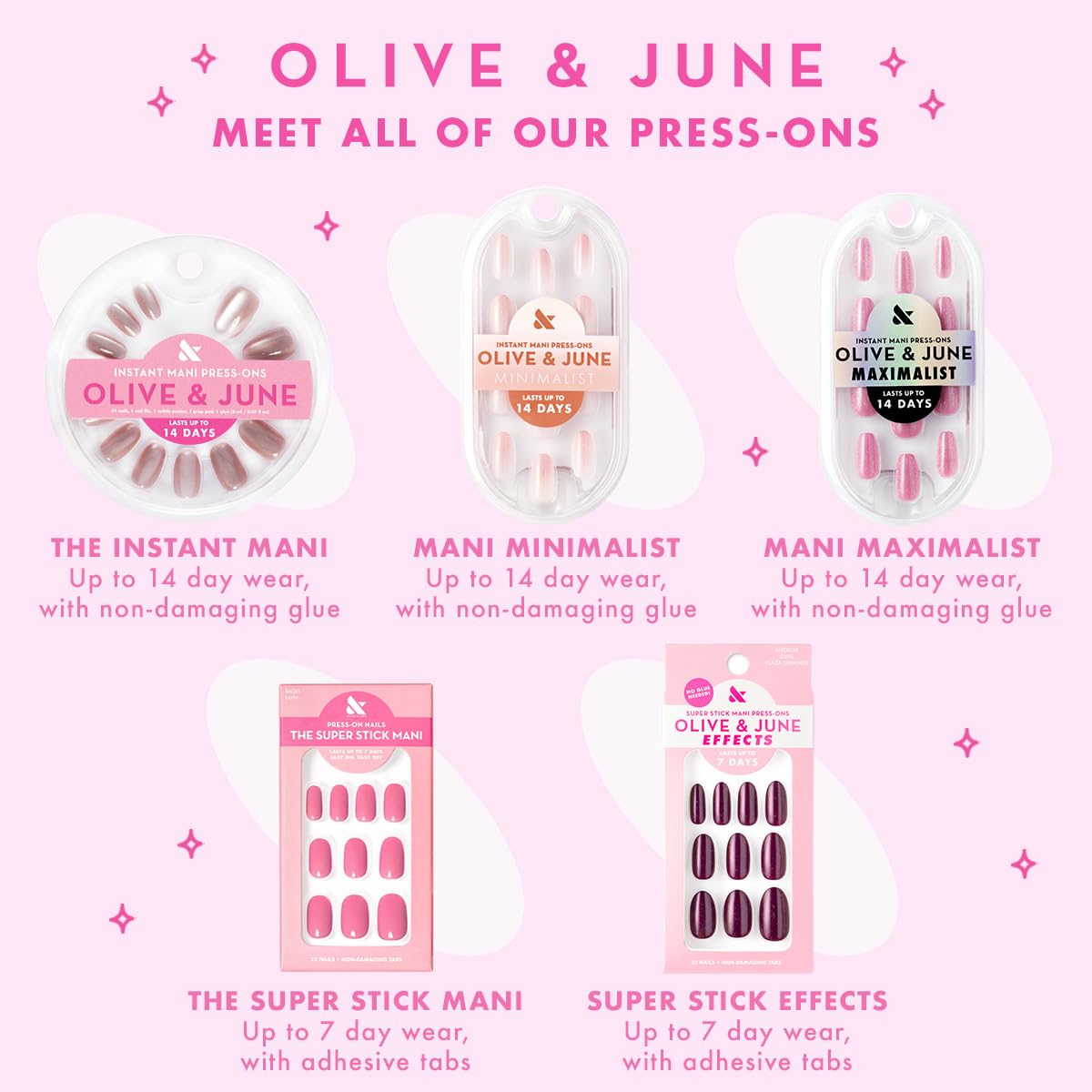 Olive & June U?as Postizas Classic Super Stick Mani