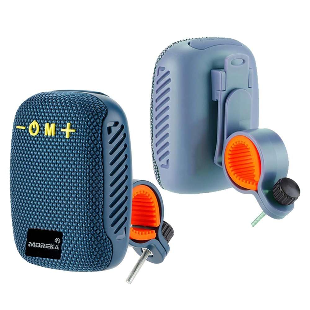 Bocina Moto Bluetooth MOREKA Azul Resistente al Agua con Radio FM y Tarjeta TF