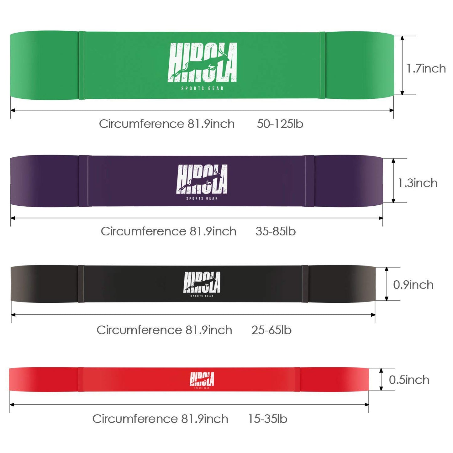 Hirola Liga de Resistencia V3 para Ejercicio, Bandas de Resistencia para Ejercicio en Casa o Gimnasio, Ligas para Hacer dominadas Pull Up. Liga de Entrenamiento (Set de 4 Ligas)