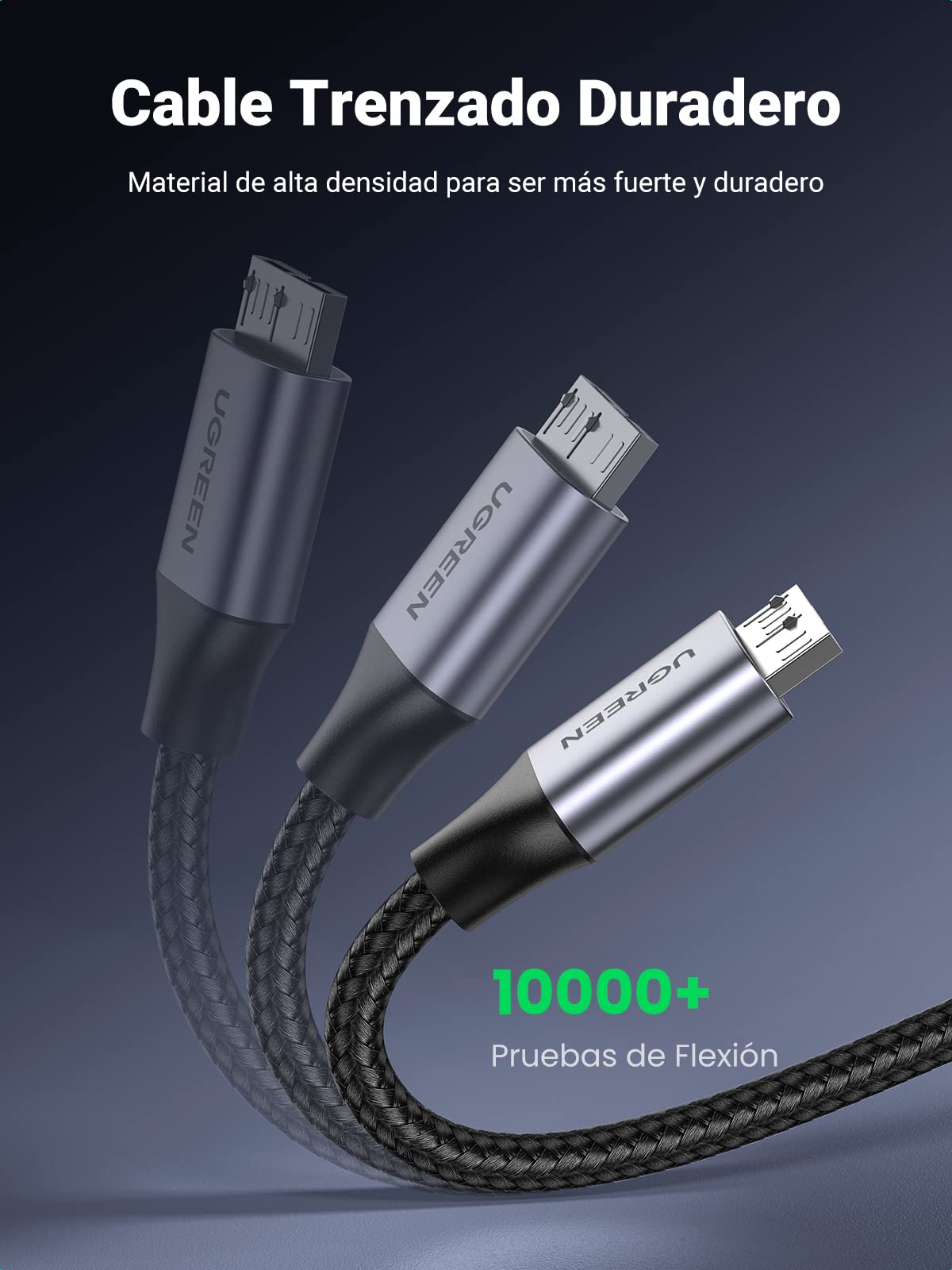 UGREEN Cable Micro B USB 3.0 Cable USB 3.0 Tipo A a Micro B Transferencia 5 Gbps para Disco Duro Externo WD Passport Toshiba Canvio Seagate Maxtor de Carga para Galaxy Note 3, S5, 0.5 Metros