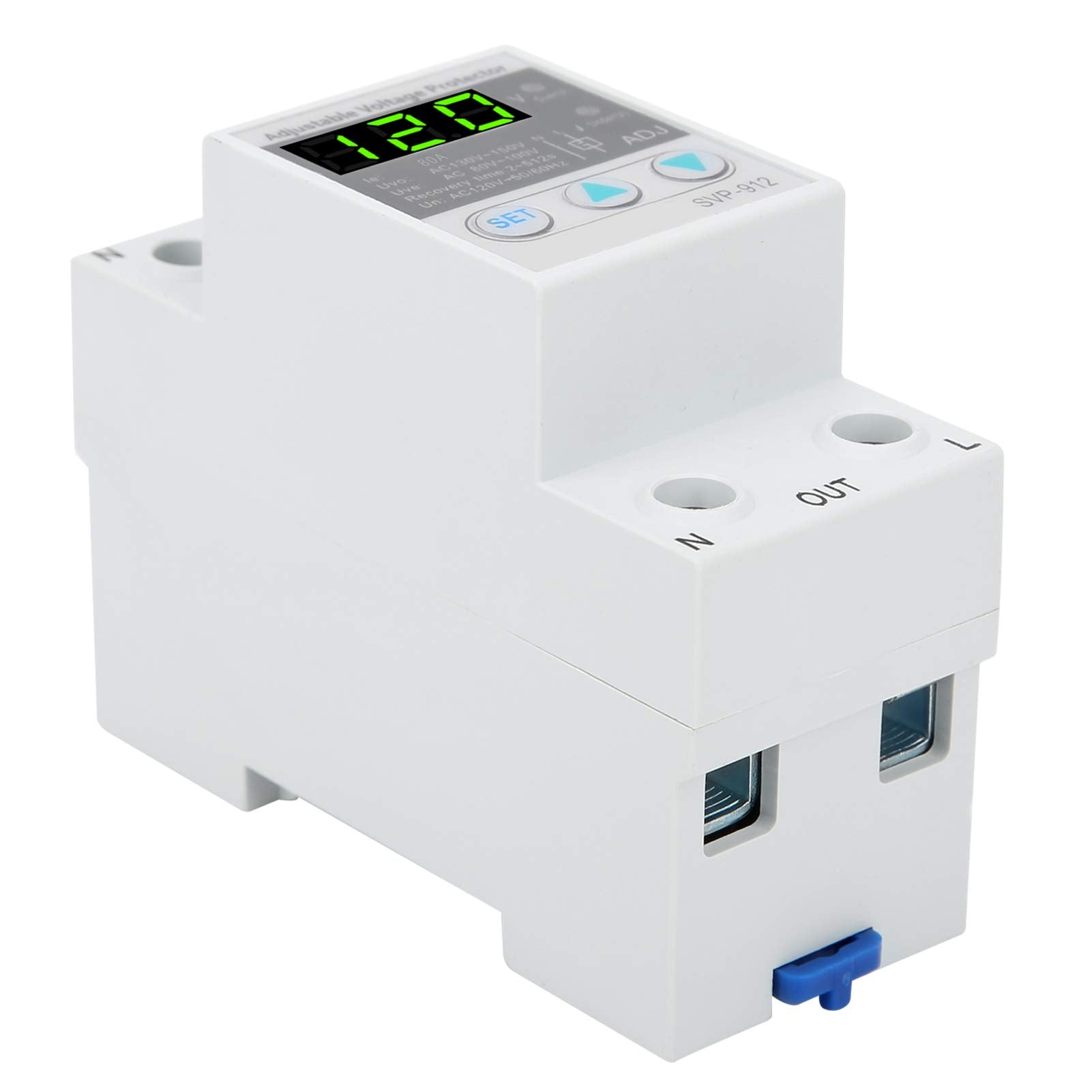 Protector de Voltaje Eujgoov Ajustable bajo y Sobrevoltaje 120VAC 80A