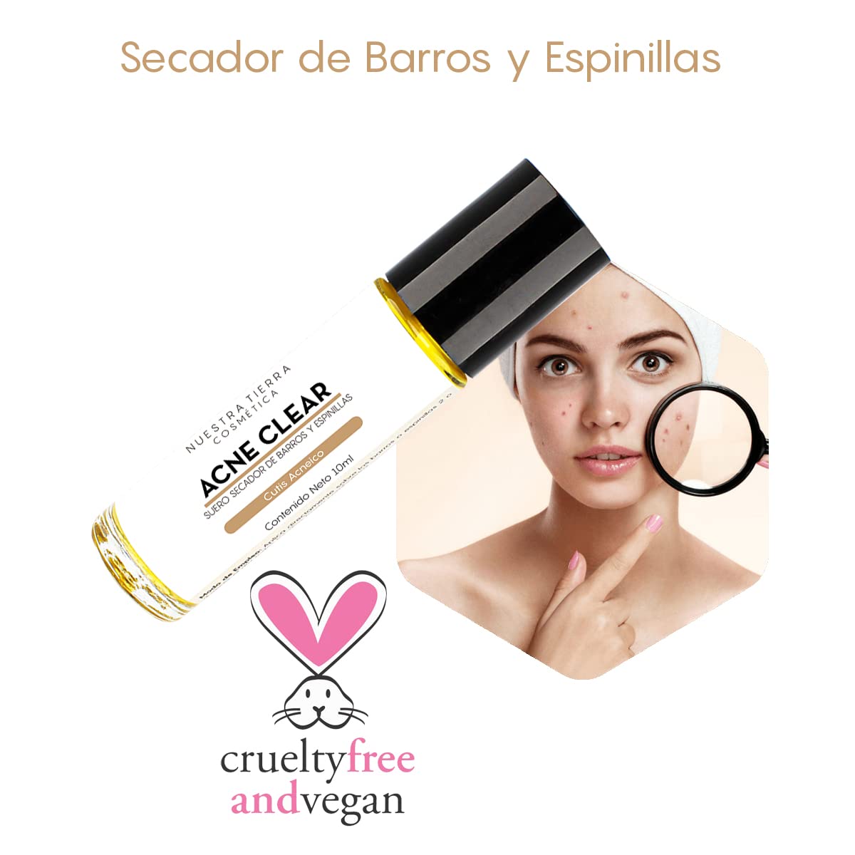 Secador de Barros -Roll On SOS- Con Aceites Esenciales, Alfa y Beta Hidroxiácidos