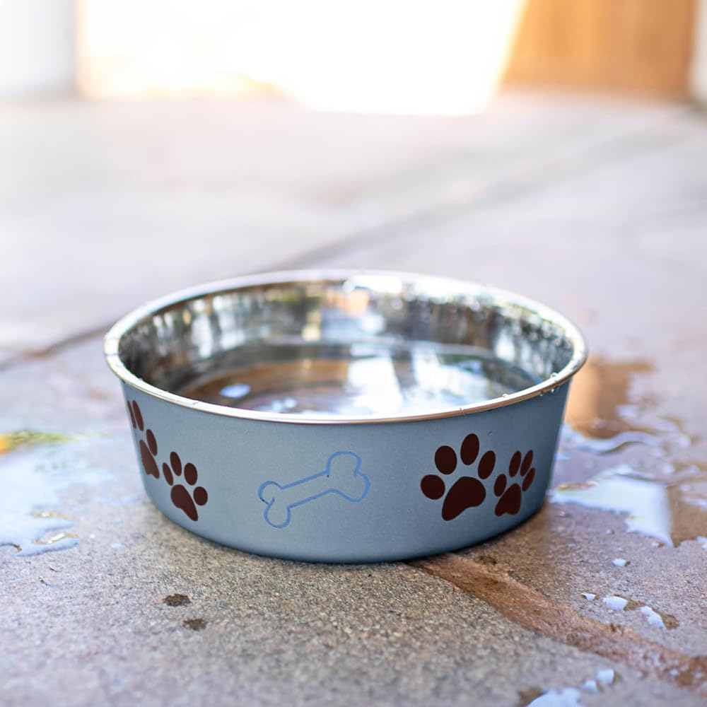 Loving Pets - Bella Bowls - tazón de Agua para Comida para Perros, sin Punta, Acero Inoxidable, a Prueba de derrames (tamaño Grande, Azul arándano)