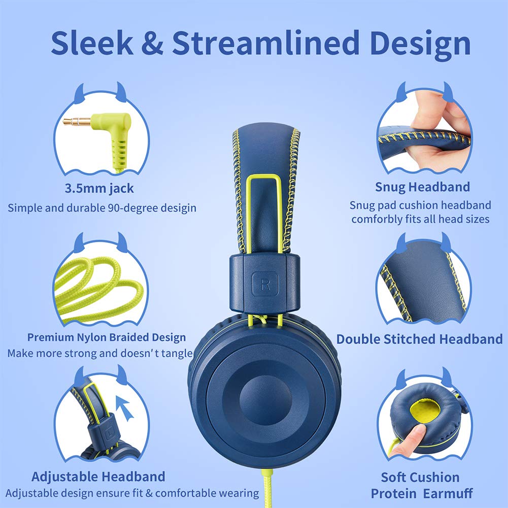 Auriculares Powmee M1 Azul Cableados y Antienredos para Niños