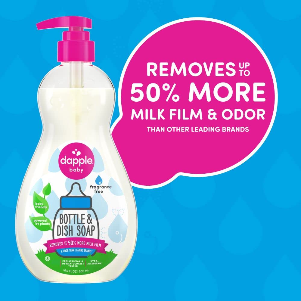 Dapple Baby Bottle & Dish Liquid Fragrance-Free Travel Size 3 oz by Dapple