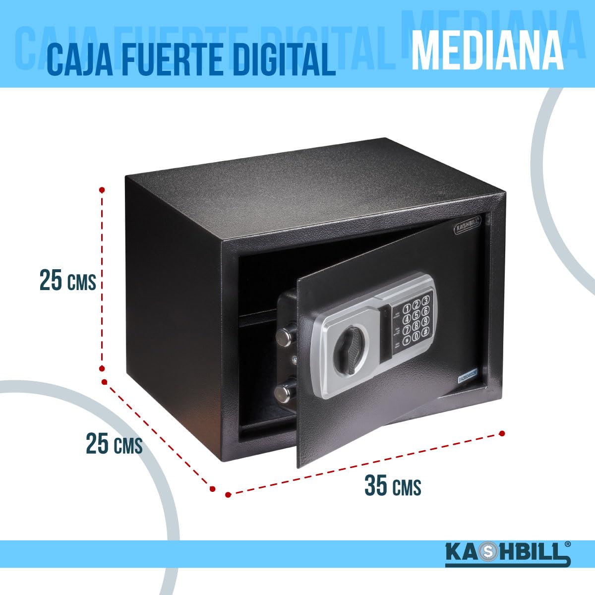 Caja Fuerte Digital Mediana Modelo CF02 25x35x25 cm con Cierre Electrónico, Ideal para Hogar y Oficina