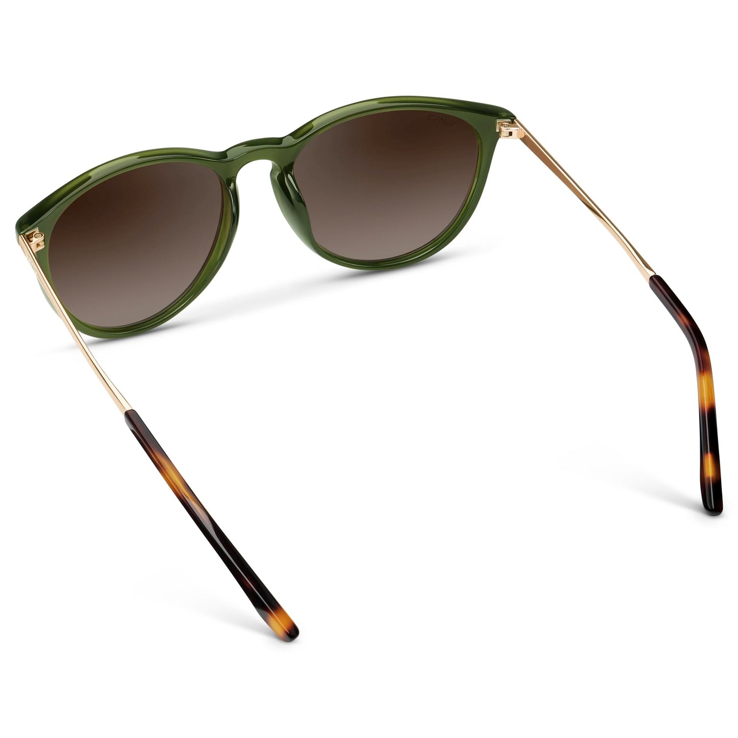 WearMe Pro Gafas de sol redondas para mujer con protección UV polarizada, estilo retro de diseño moderno (lentes degradadas verde oliva/marrón).