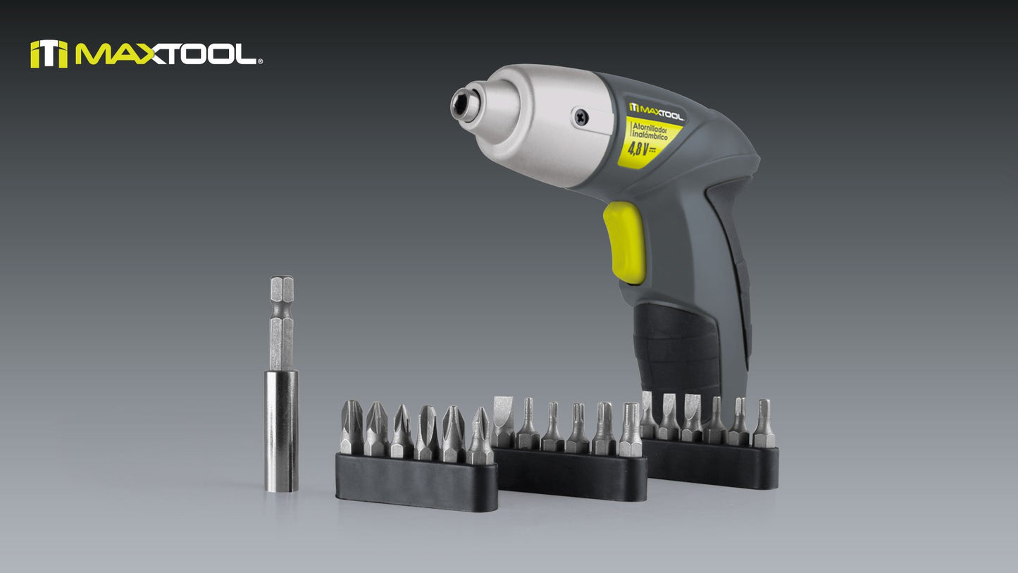 Aksi 396101 Atornillador Inalámbrico Maxtool 4.8 V con 18 Puntas