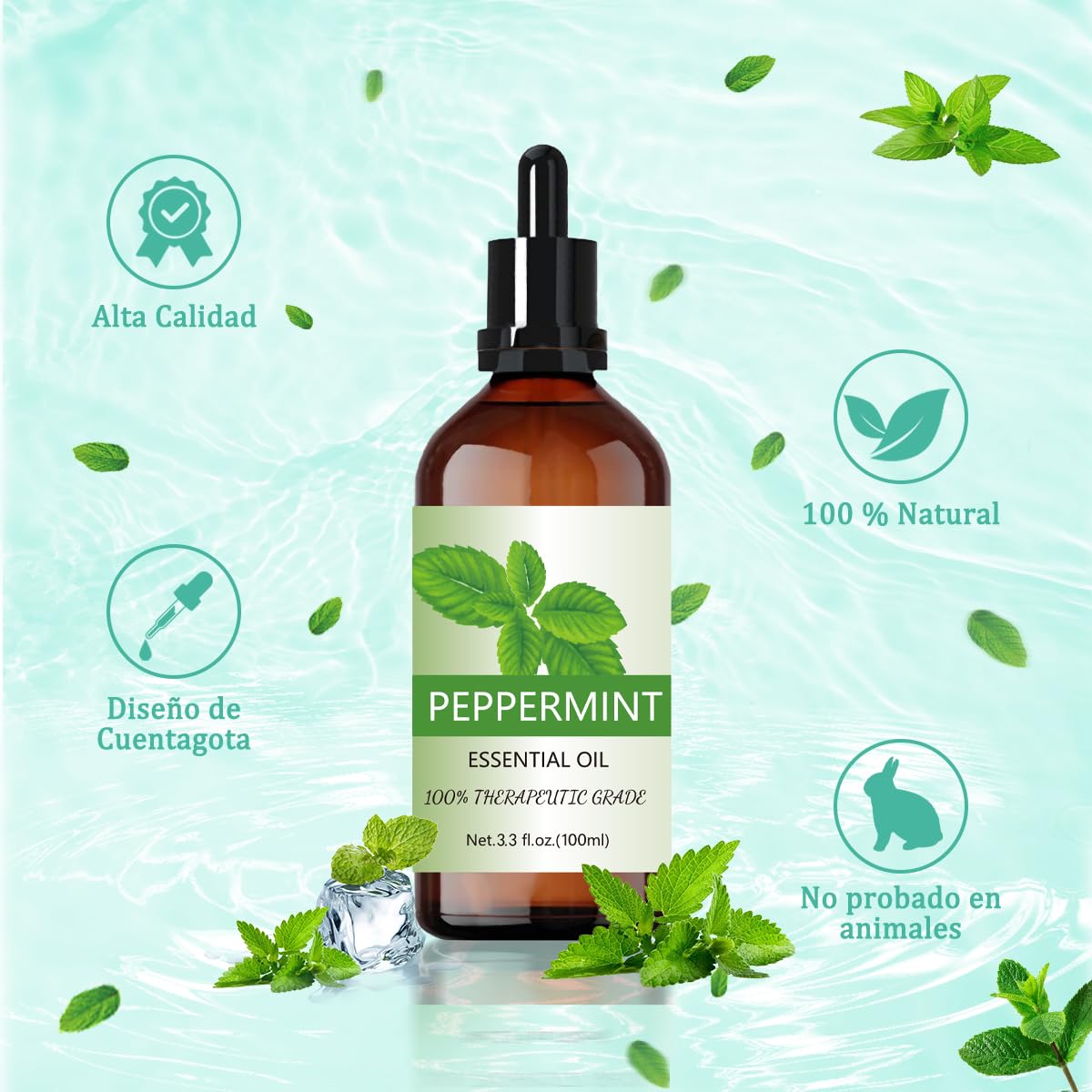 Aceite Esencial EASYTAO Menta 100% Puro y Natural con Gotero de Vidrio para Aromaterapia