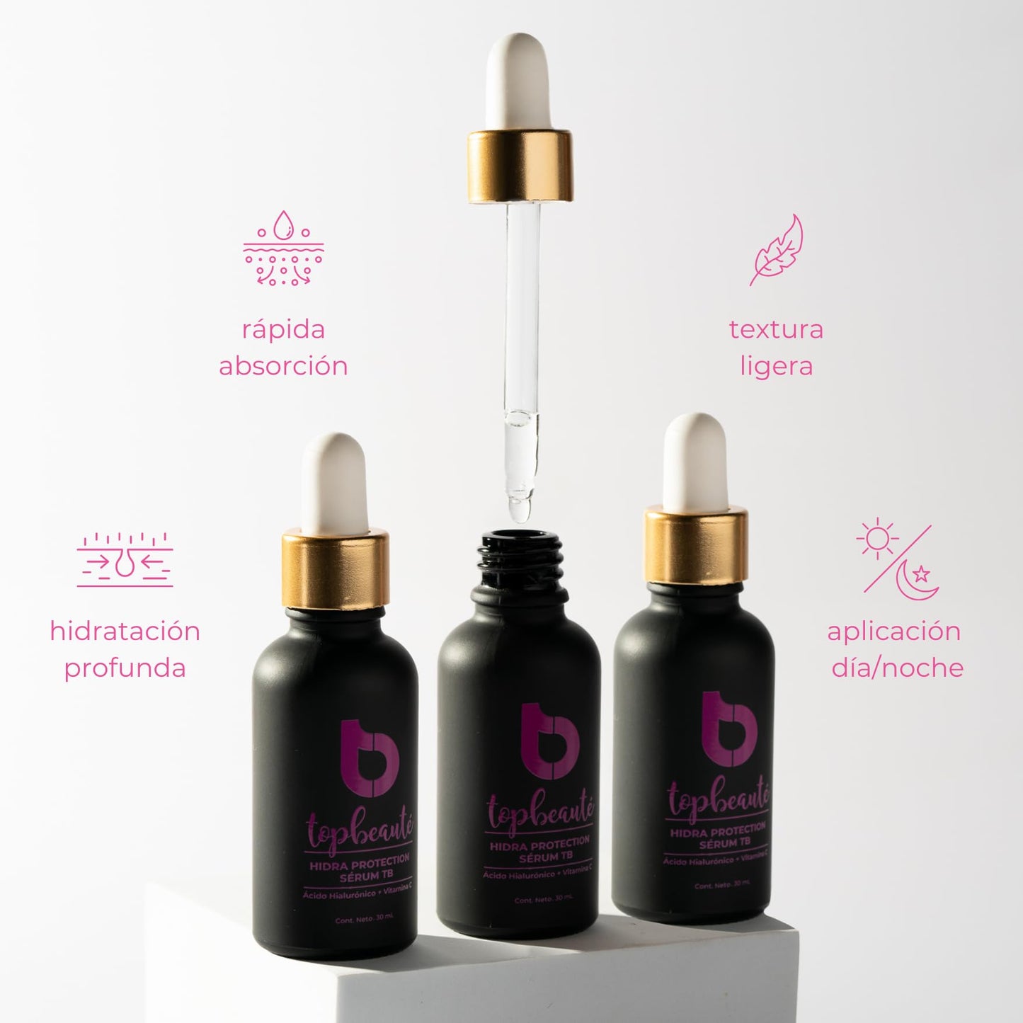 Top Beauté - Sérum Vitamina C y Ácido Hialurónico 50ml - Suero Facial Hidratante, hidra protection sérum TB, antioxidante e hidratante, para todo tipo de piel, cuidado de la piel