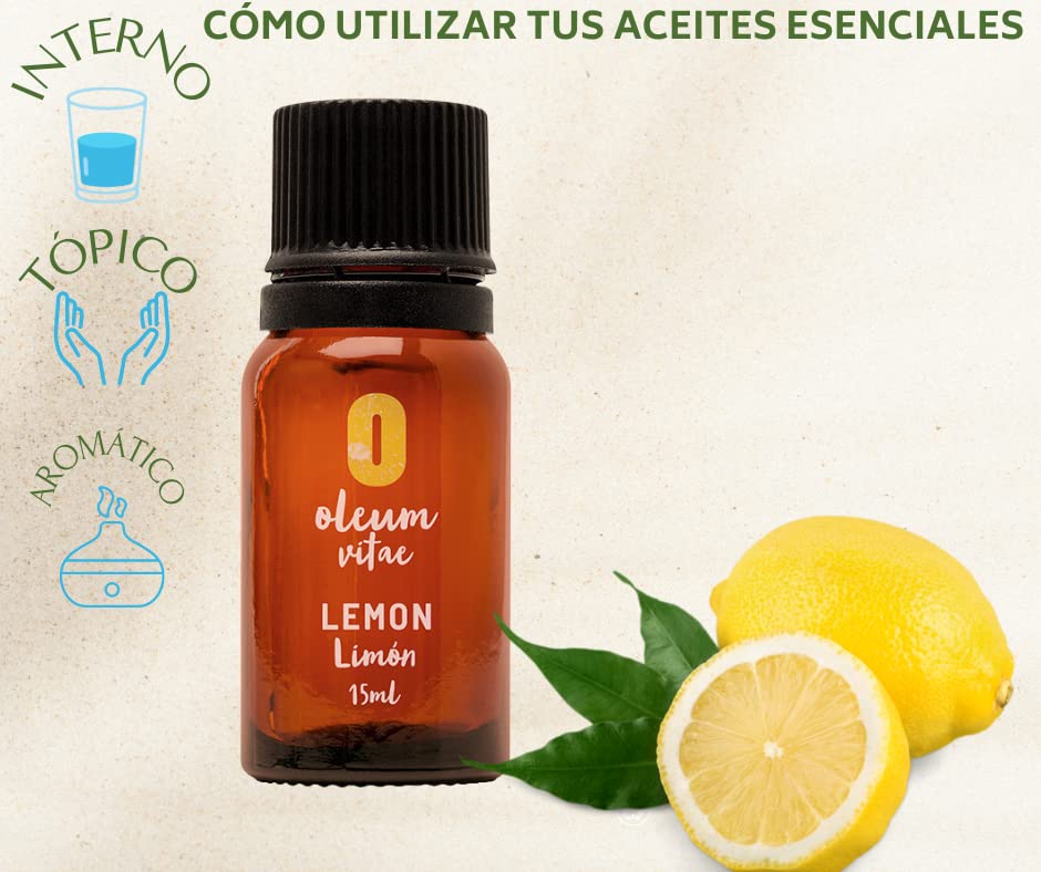 Aceite Esencial OLEUM VITAE Limón 100% Puro y Orgánico Certificado USDA 15ml