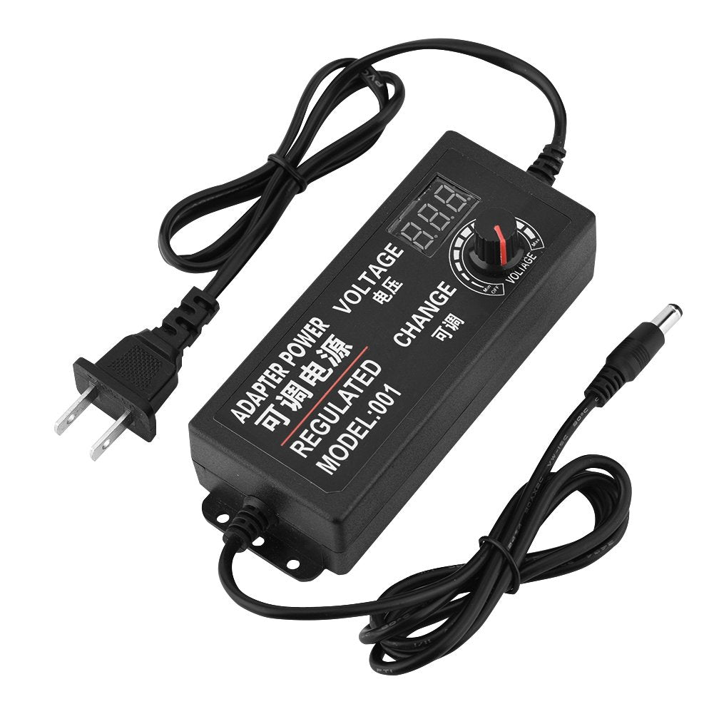 Adaptador de Corriente Ajustable con Pantalla LED Anti-interferencia 9-24V AC/DC