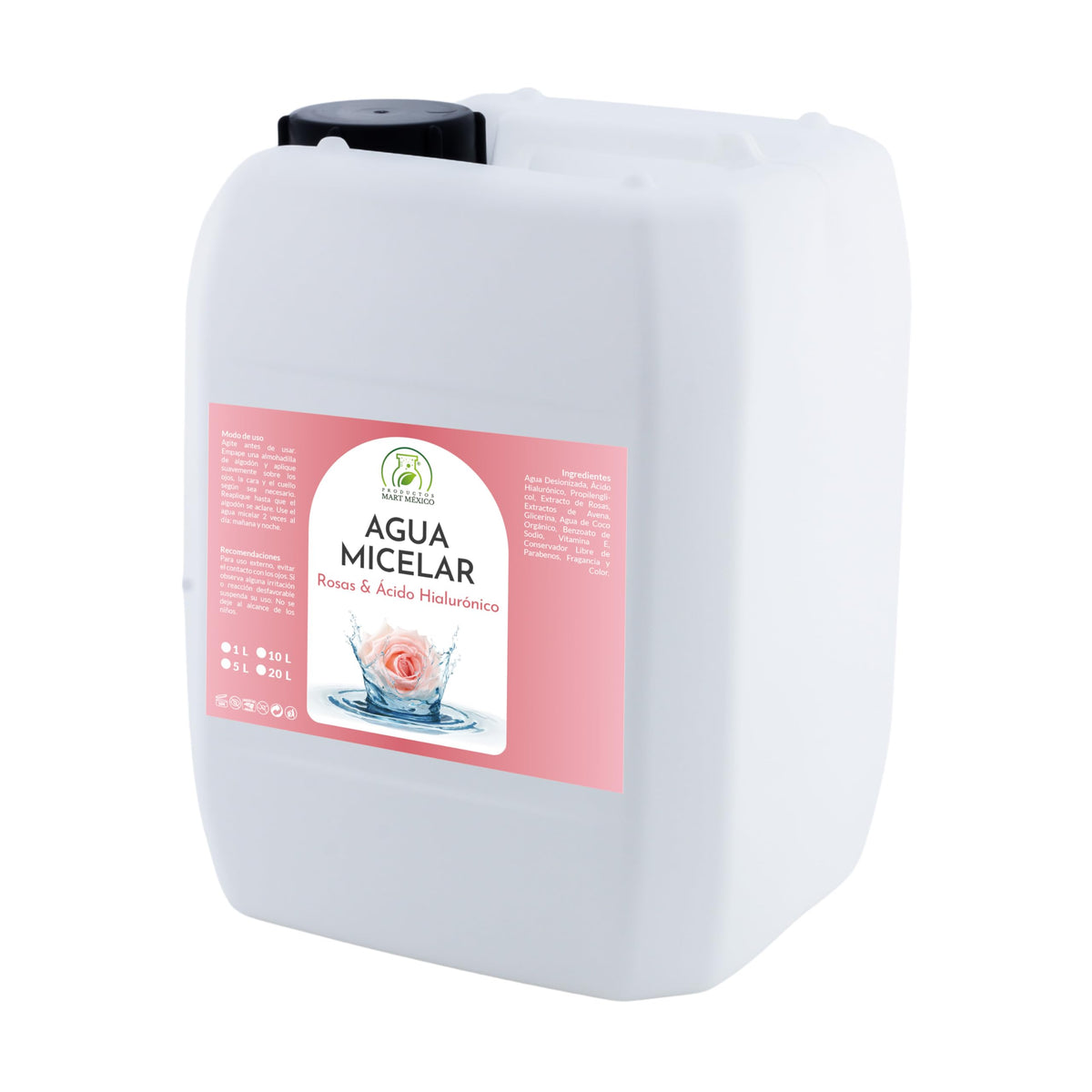 Agua Micelar De Rosas Con Ácido Hialurónico 5 Litros Productos Mart Mexico