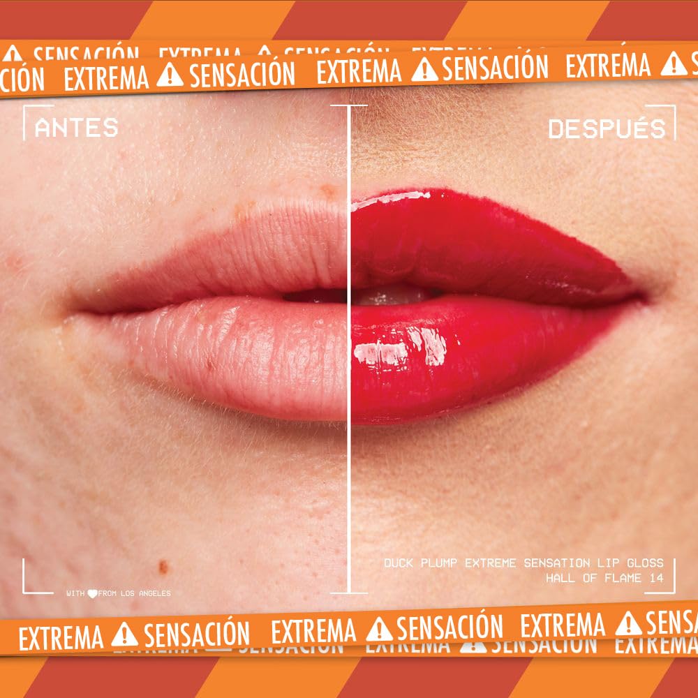 NYX PROFESSIONAL MAKEUP, Brillo labial voluminizador con efecto Plump, Hall of Flame (Rojo Intenso), Gloss infusionado con jengibre picante, Vegano