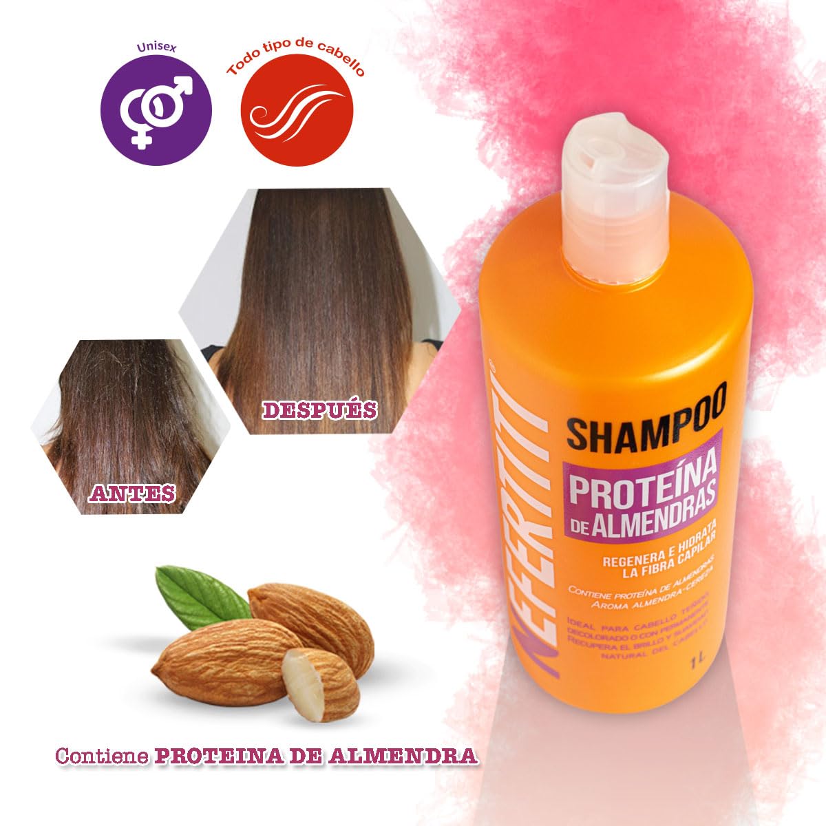 Shampoo Nefertiti Almendra Proteína 1 L