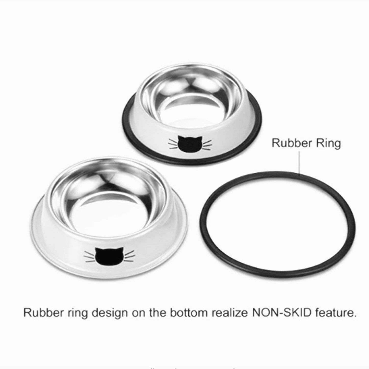 Legendog Cat Bowl Pet Bowl Stainless Steel Cat Food Water Bowl Non-Slip Rubber Base Small Pet Bowl Cat Feeding Bowls Set of 3