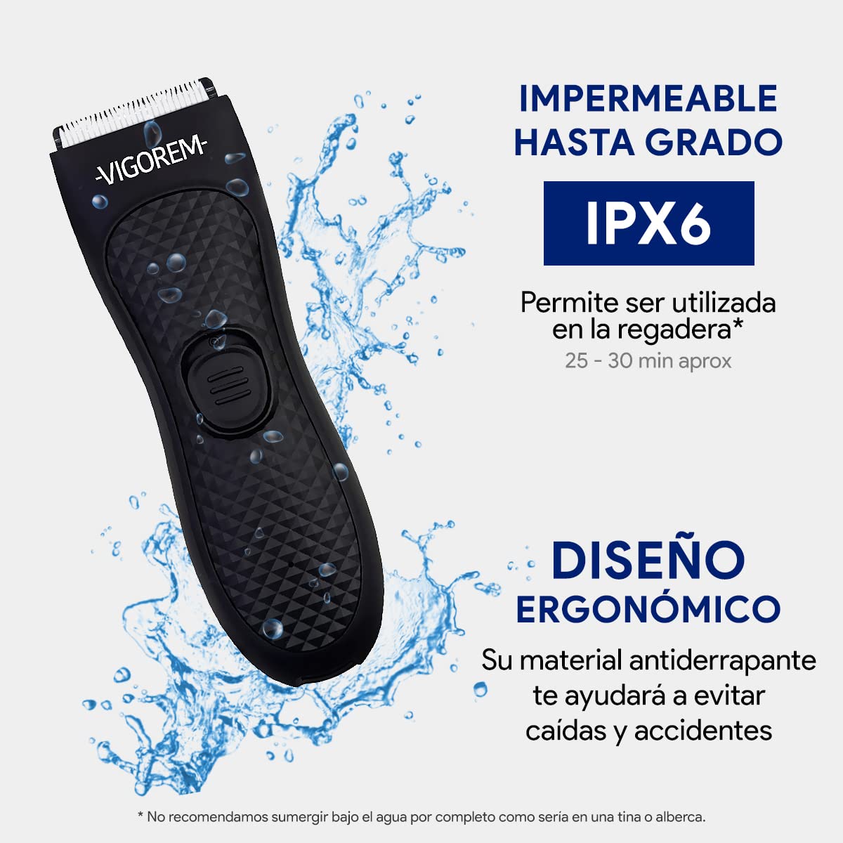 VIGOREM Light Rasuradora para hombre corporal y zonas íntimas,Impermeable grado IPX-6,cuchillas de cerámica anticorte diseño compacto ideal para viajar y llevar a todos lados
