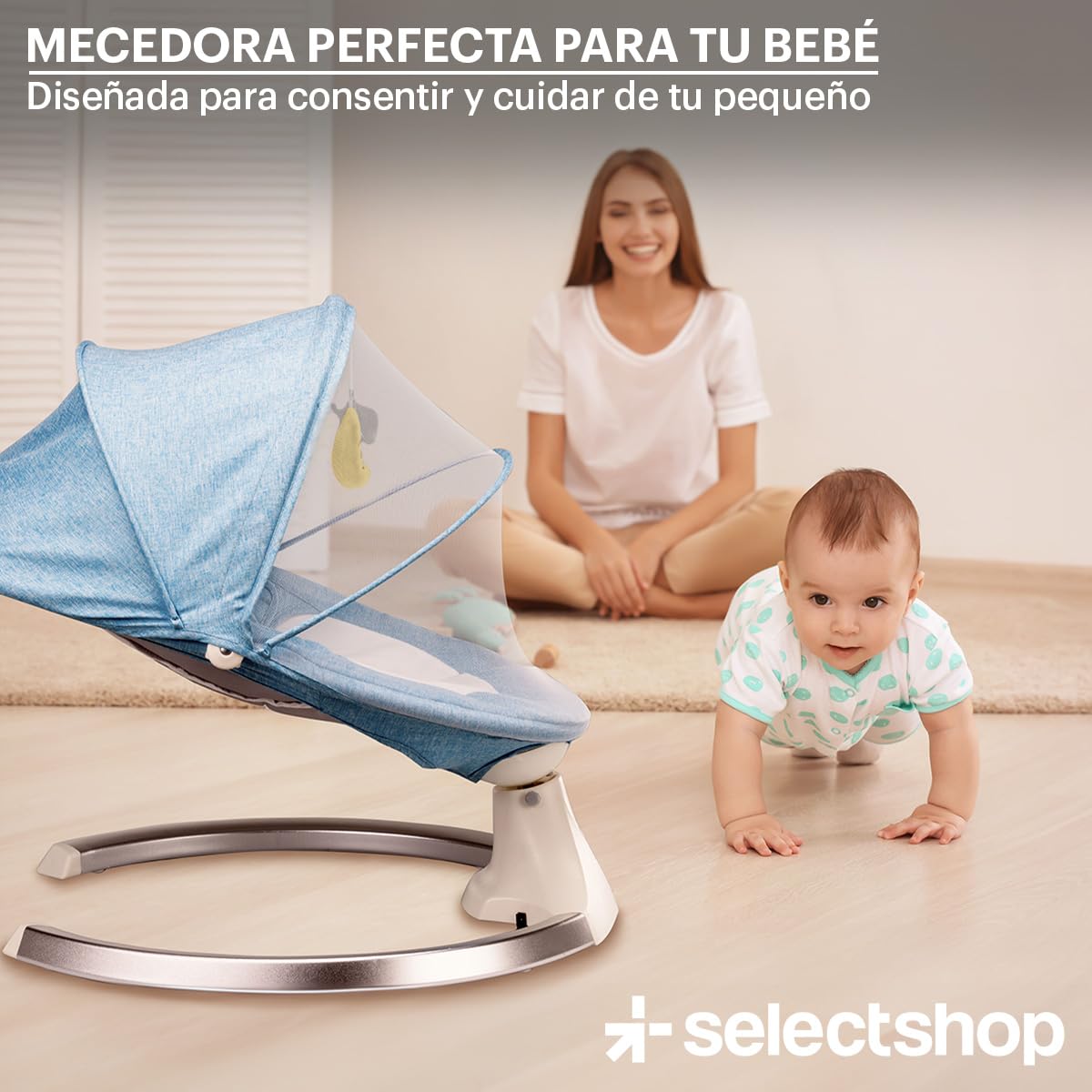Mecedora Eléctrica SELECTSHOP Azul Multifuncional para Bebé