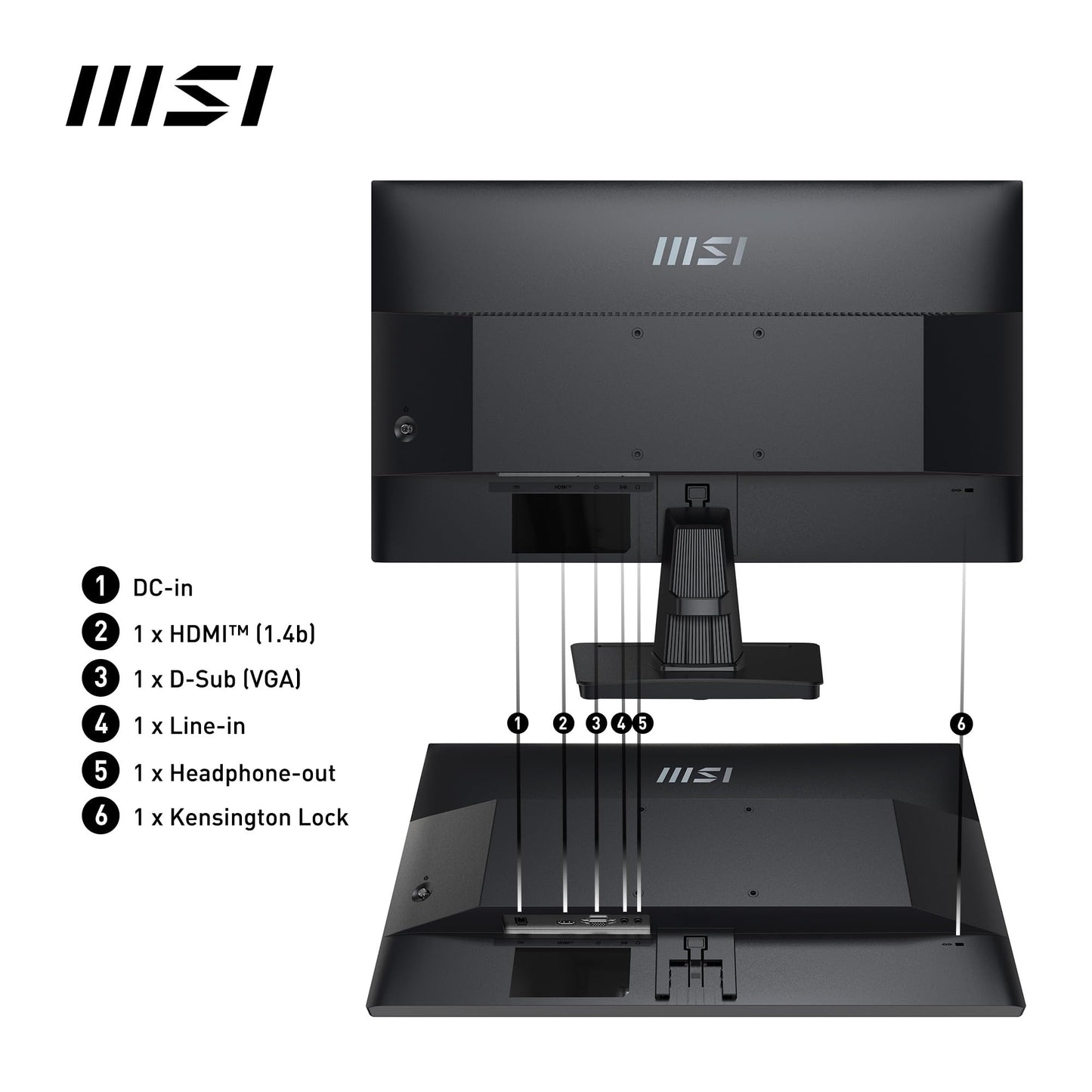 MSI Pro MP251 24.5" IPS 1920 x 1080 (FHD), 100Hz, sincronización adaptativa, HDMI, Puerto VGA, Montaje VESA, inclinación, Altavoz, 1 ms, Negro