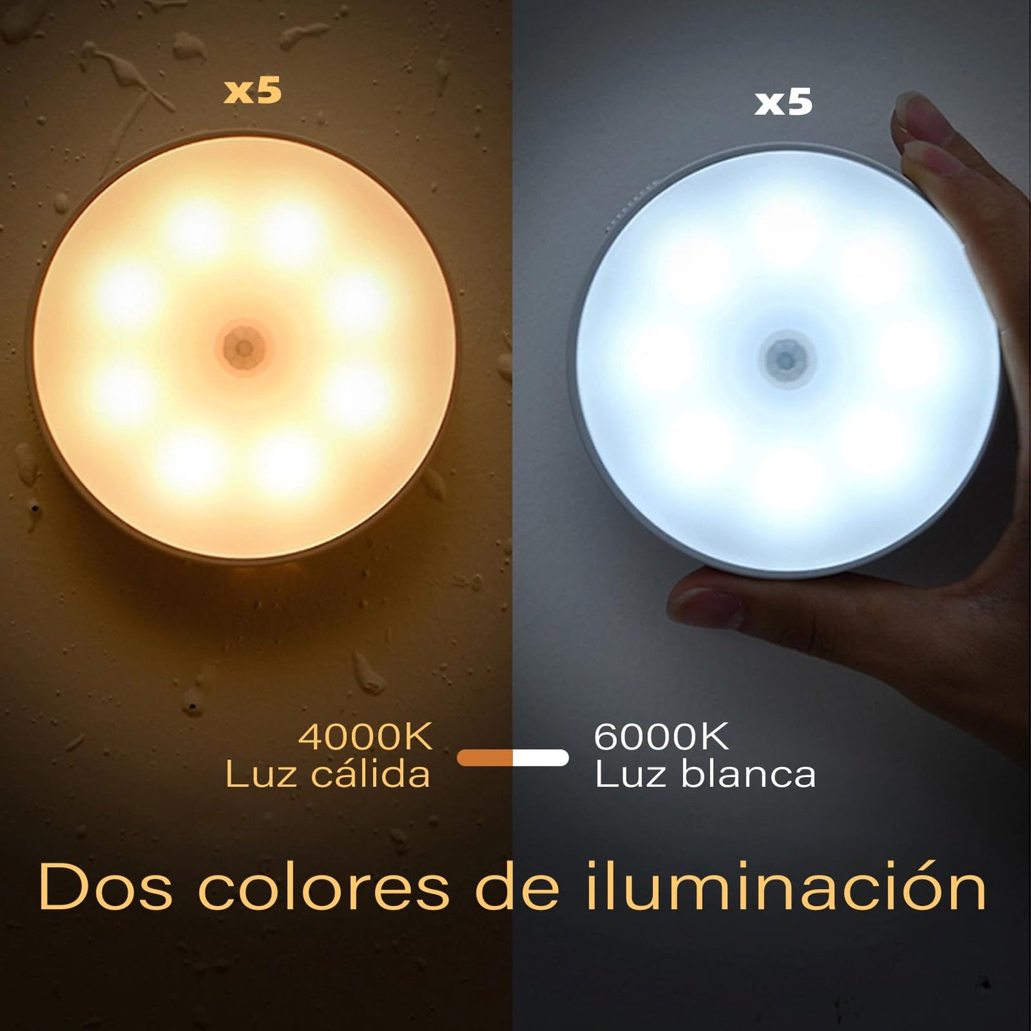 Luz Led Recargable VTZAQZSS Blanca con Sensor de Movimiento 10PCS para Escaleras, Sala, Closet, Vestíbulo, Baño y Cocina
