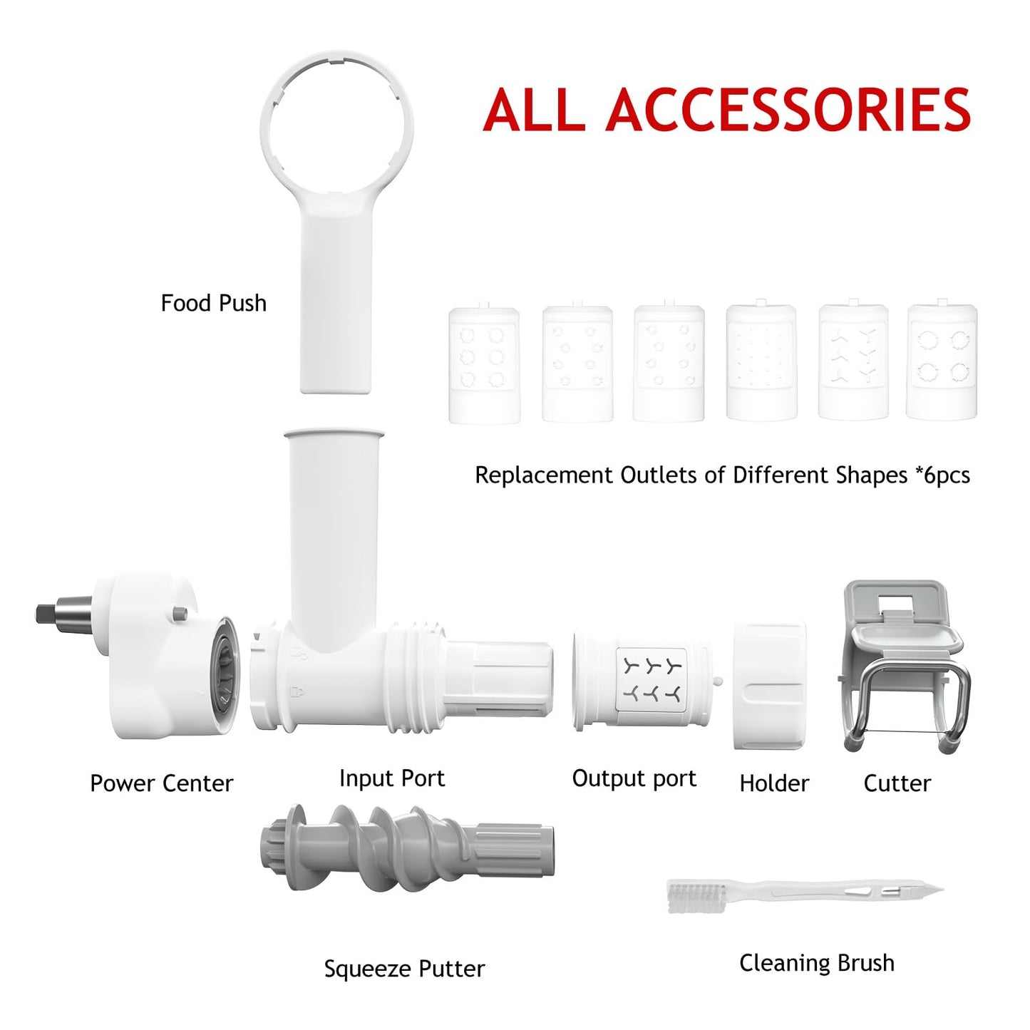 Accesorio para Máquina de Pasta Kitchenaid Acero Inoxidable con Seis Formas de Salida, apto para Lavaplatos