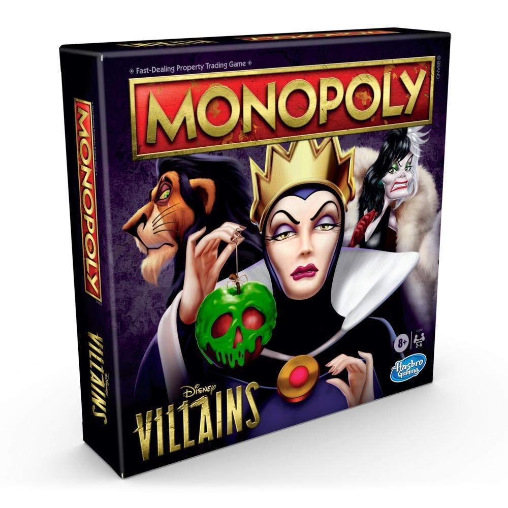 Monopoly Juego de Mesa Disney Villains Edition para niños de 8 años en adelante - Juega como un Villano clásico de Disney - Idioma Inglés