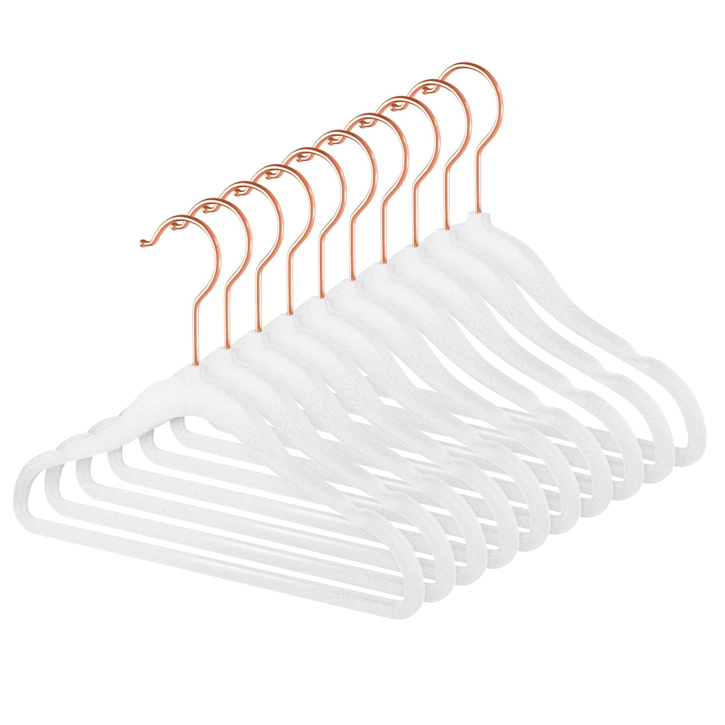 MIZGI - Perchas de terciopelo para bebé, antideslizantes, para niños y niños, perchas de 11.8 pulgadas para ropa de bebé, paquete de 50 (blanco)