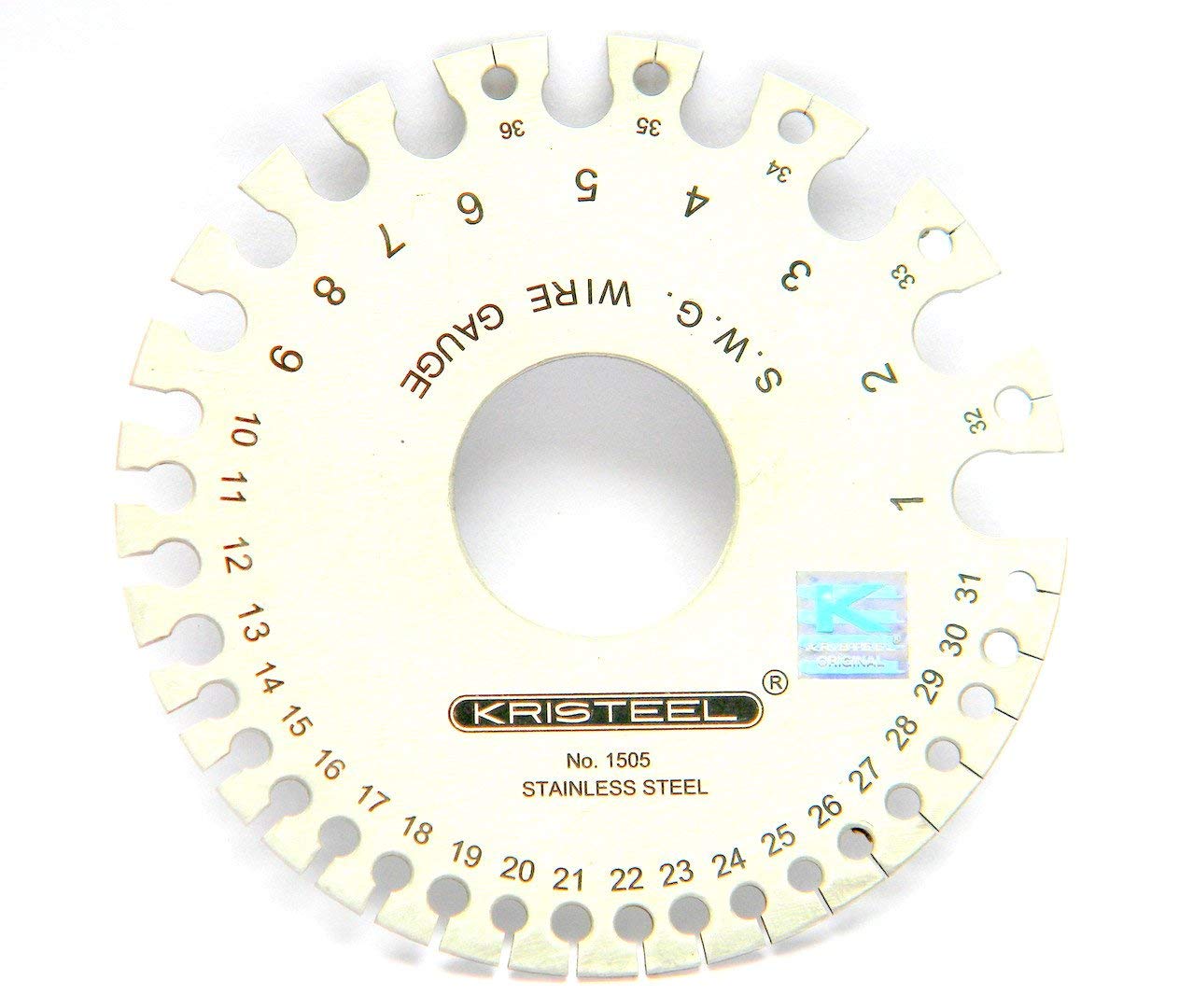 KRISTEEL - Calibre de alambre de medición de acero inoxidable redondo SWG