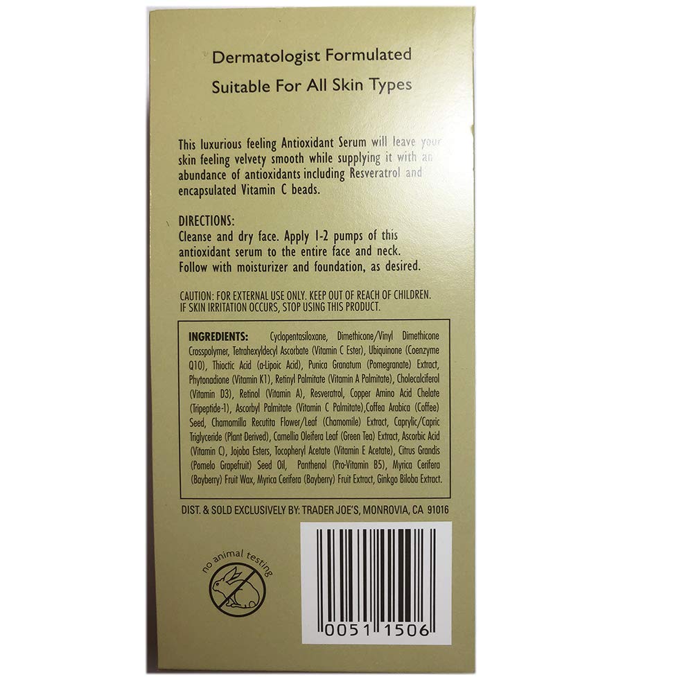 Trader Joe's Nourish - Suero facial antioxidante, 1 onzas líquidas (paquete de 2)
