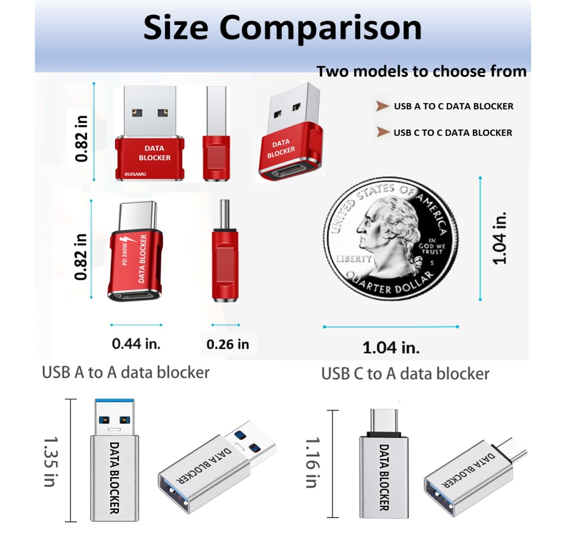 Bloqueador de Datos USB C para iPhone, Protección Contra Hackeo, Paquete de 8