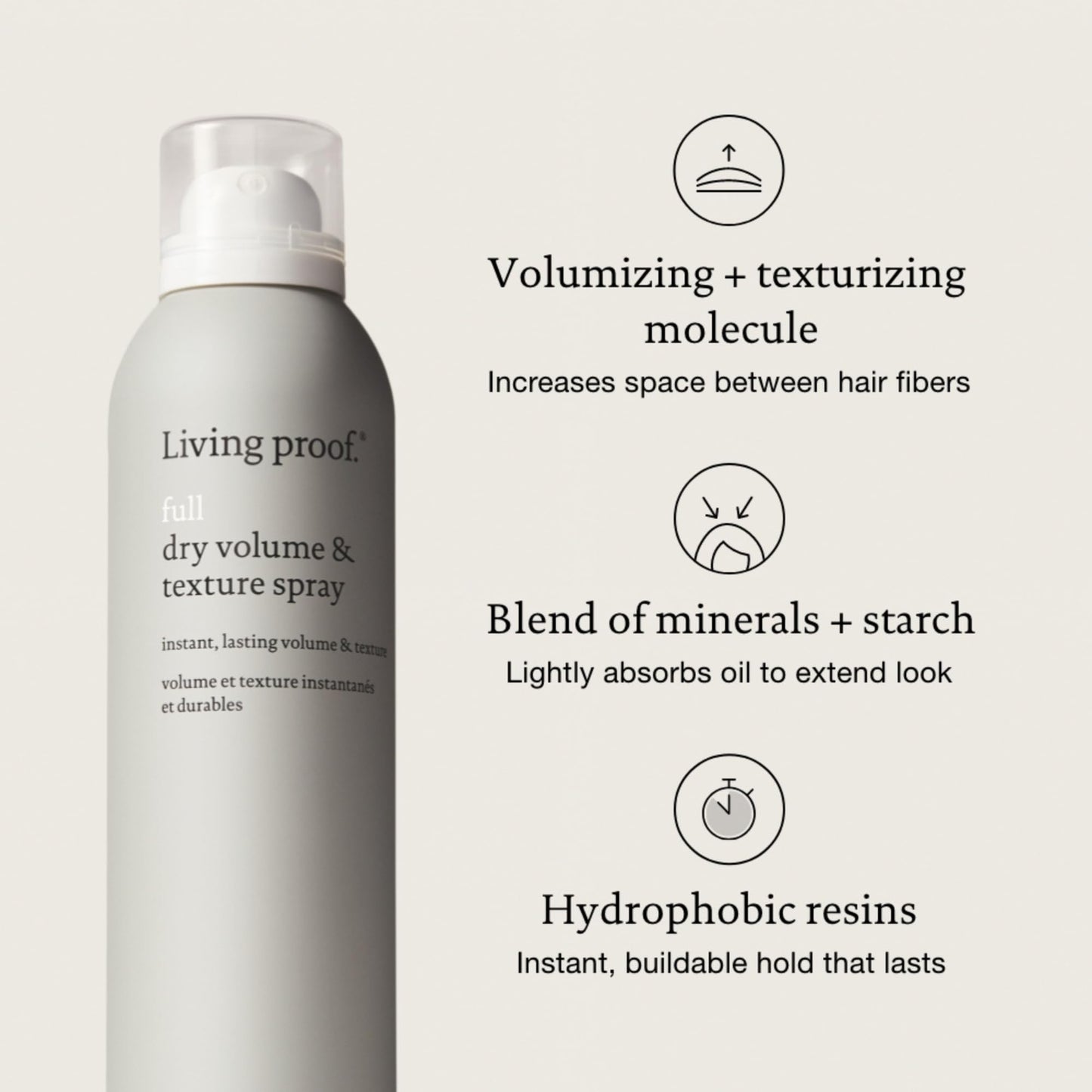 Living Proof Volumen y textura completamente secos de Living Proof para unisex, spray para el cabello de 7.5 oz