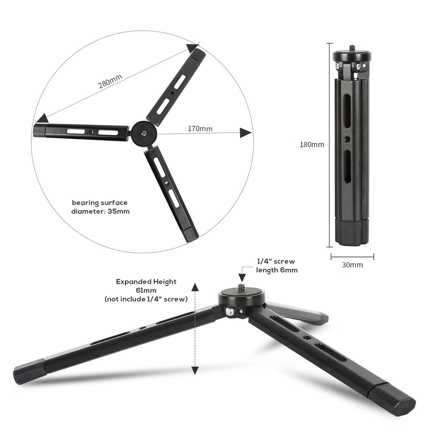 Keslom EaxanPic Aluminum Mini Tripod, Desktop Tabletop Stand Tripod for Zhiyun Smooth Q/4, Crane Plus/2,Weebill s, Ronin S/SC/RS2/RSC2, Osmo Mobile,Gimbal Handle Grip Stabilizer Tripod