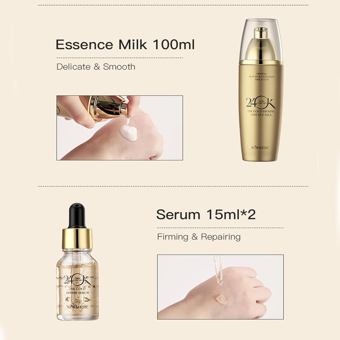 Kit Cuidado Facial 24k Pure Gold Colágeno Oro y Sérum Antiarrugas 6 Piezas Skincare