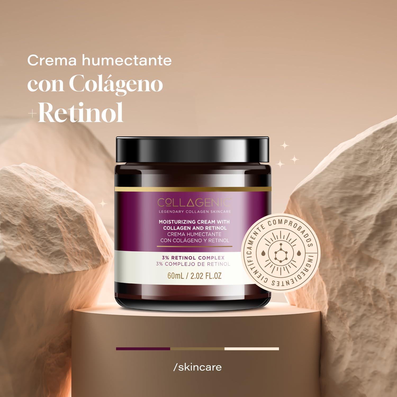 Collagenic | Crema Antiarrugas 2 en 1 | Retinol y Colágeno Hidrolizado 60 ml | Crema Humectante facial| Disminuir líneas de expresión | Hidratante ligero