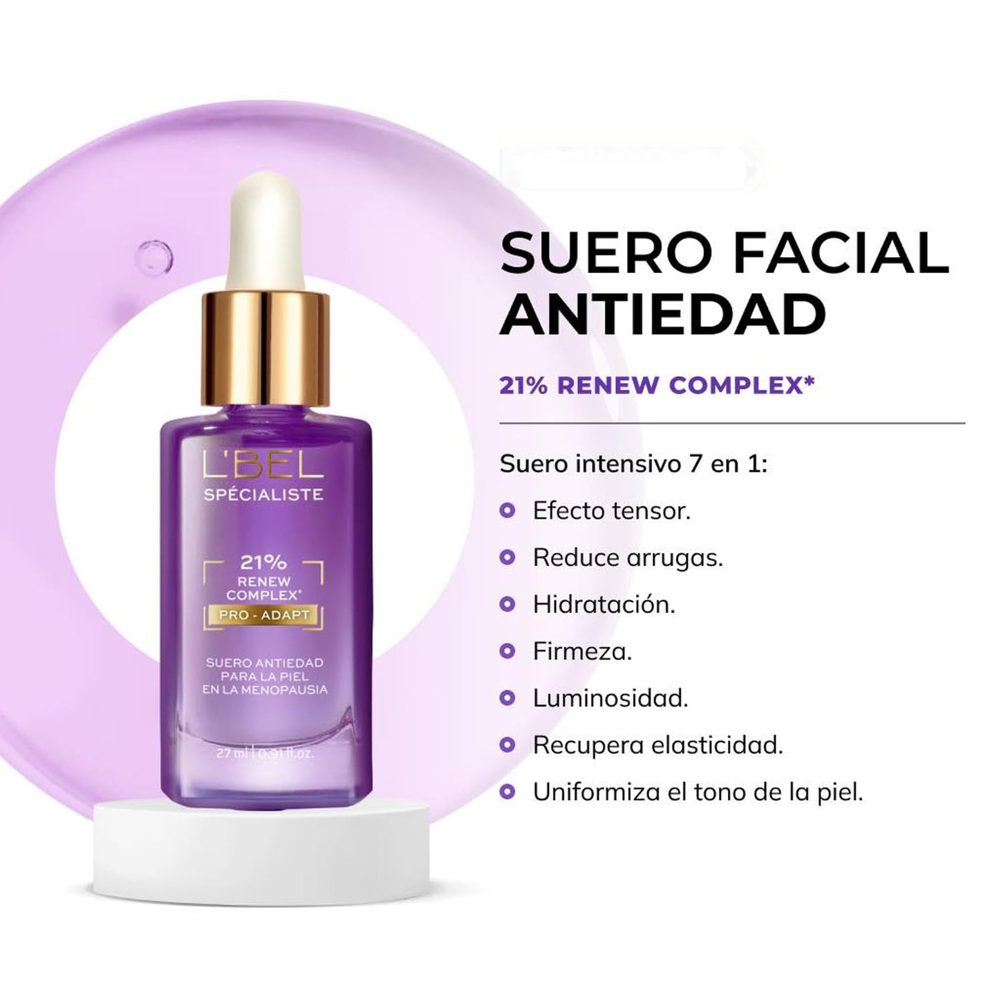 Sérum Facial L'BEL Pro-Adapt Suero Antiedad Intensivo 27 ml Efecto Tensor para Mujer