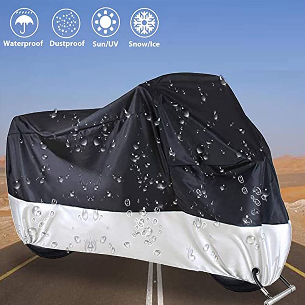 Jiula Funda para Moto Set Cubierta de la Motocicleta - Funda para Moto Set Impermeable, con Accesorios de Cambio de Marchas para Zapatos, 265 x 105 x 125 CM (3XL,Plata+Cambio de Marchas para Zapatos)