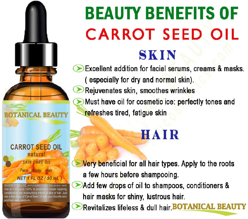CARROT SEED OIL 100% Pure / Natural. Cold Pressed / Undiluted / Kosher Certified. Skin Care.0.33 Fl.oz.- 10 ml. by Botanical Beauty