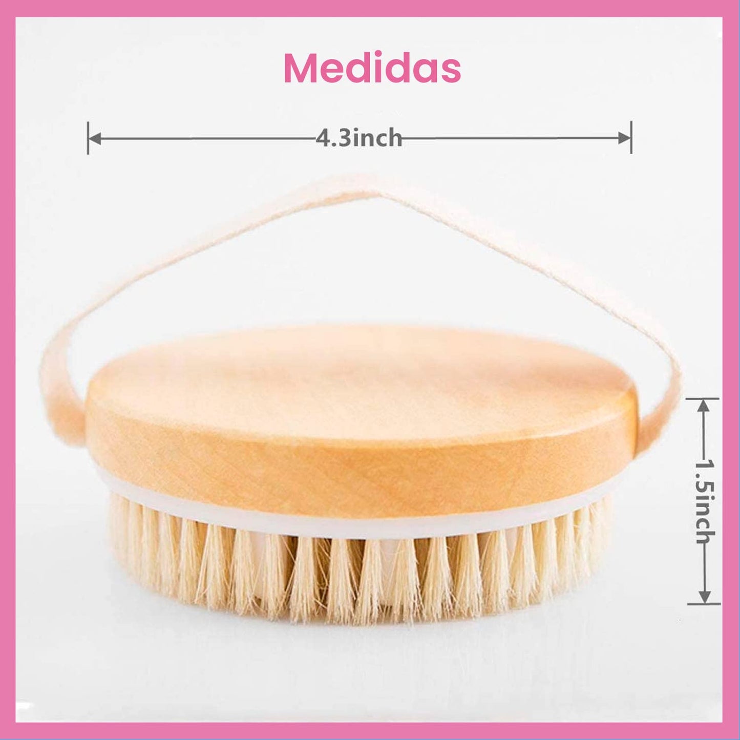 BEE VIBES Cepillo Corporal para Masaje Exfoliante de Baño de Cerdas Naturales para Eliminar las Toxinas de la Piel Muerta para Cuerpo Seco; Ayuda al Tratamiento de Celulitis y Mejora las Funciones Linfáticas; Exfolia y Estimula la Circulación Sanguínea Du