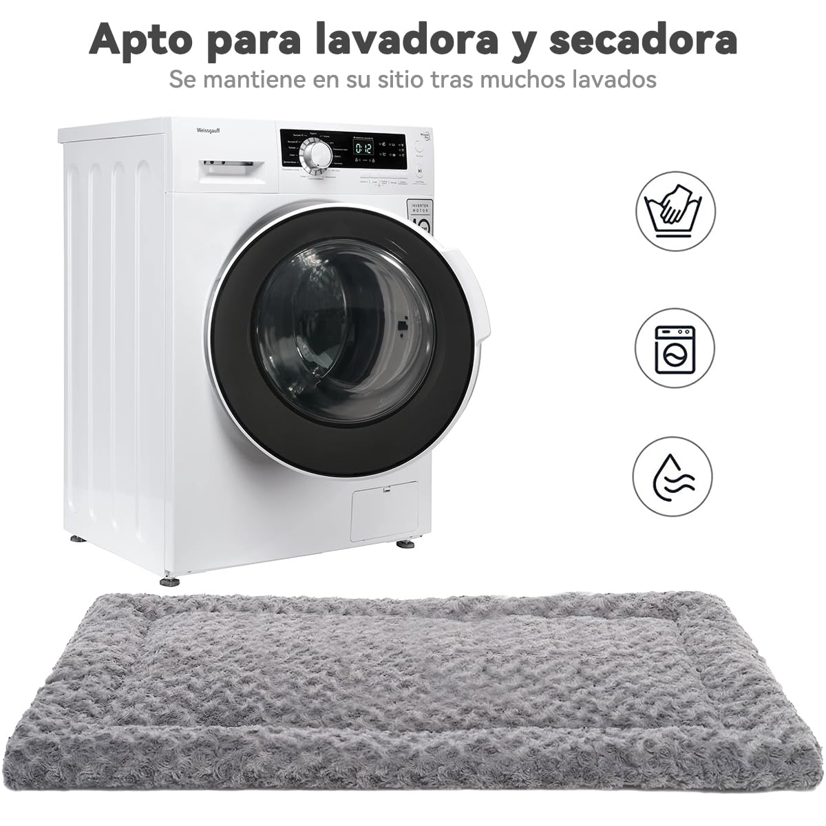 MADELALU Cama para Perro Grande y Mediano, Esponjosa y Acogedora, Lavable, Adecuada para Jaula (Gris, 106x70cm)