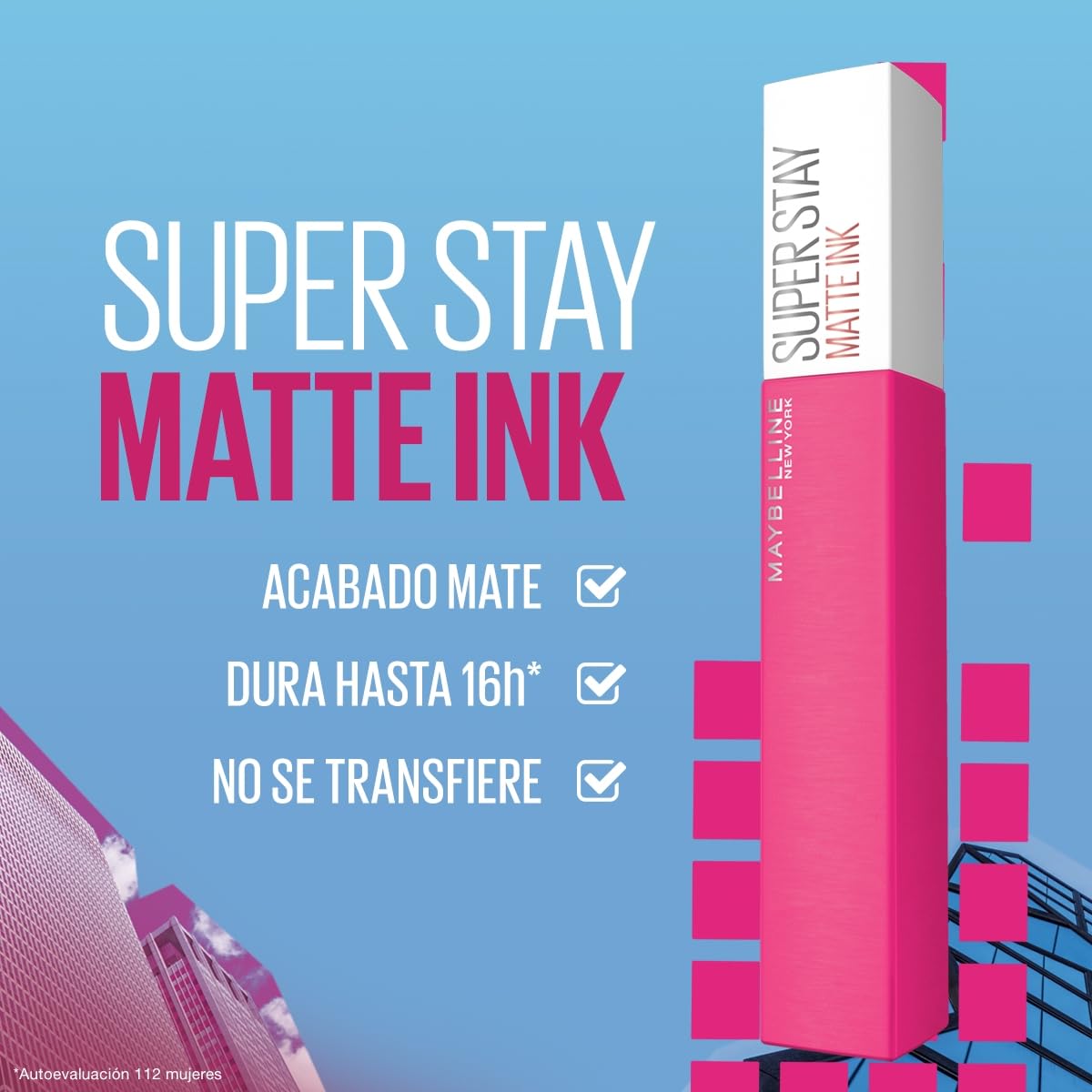 Maybelline Labial líquido matte de larga duración, Superstay Matte Ink Pink Edition tono Pink Pathfinder 5, 5g